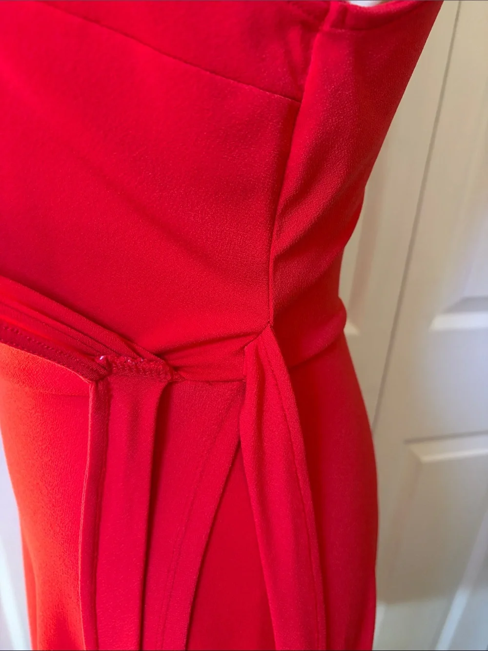 Express Red faux wrap dress size small deep V neck crossover stretch tank top
